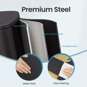 Black 50L Stainless Steel Kitchen Bin with Soft Close Lid and Pedal Mechanism by Songmics