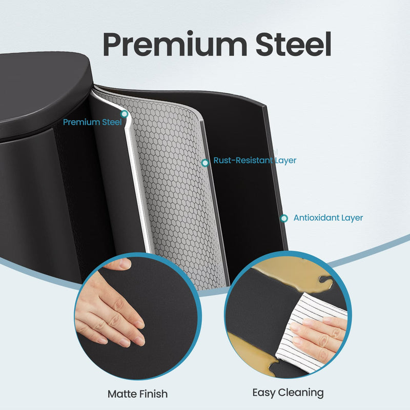 Black 50L Stainless Steel Kitchen Bin with Soft Close Lid and Pedal Mechanism by Songmics