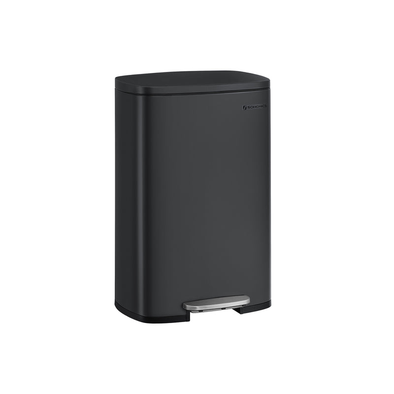 50L Kitchen Pedal Bin in Ink Black with Soft Close Lid and Steel Body by Songmics