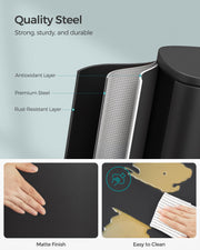 50L Kitchen Pedal Bin in Ink Black with Soft Close Lid and Steel Body by Songmics