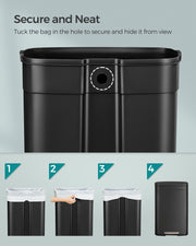 50L Kitchen Pedal Bin in Ink Black with Soft Close Lid and Steel Body by Songmics