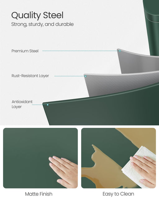 13 Gallon Retro Green Pedal Bin with Step-On Lid for Kitchen Rubbish Disposal by Songmics