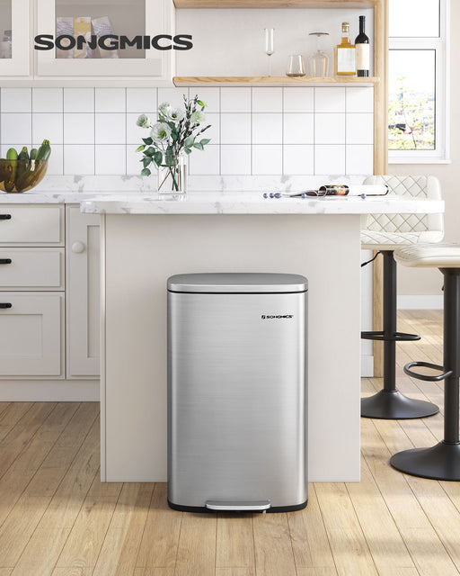 50L Stainless Steel Kitchen Pedal Bin with Soft Close Lid by Songmics