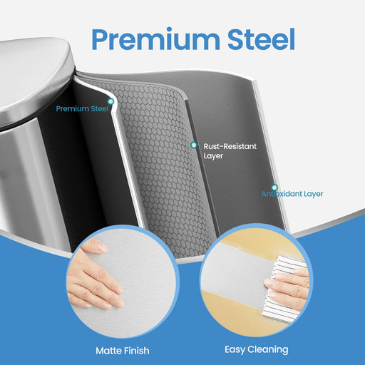 50L Stainless Steel Kitchen Bin with Soft Close Lid and Pedal for Rubbish by Songmics