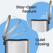 50L Stainless Steel Kitchen Bin with Soft Close Lid and Pedal for Rubbish by Songmics