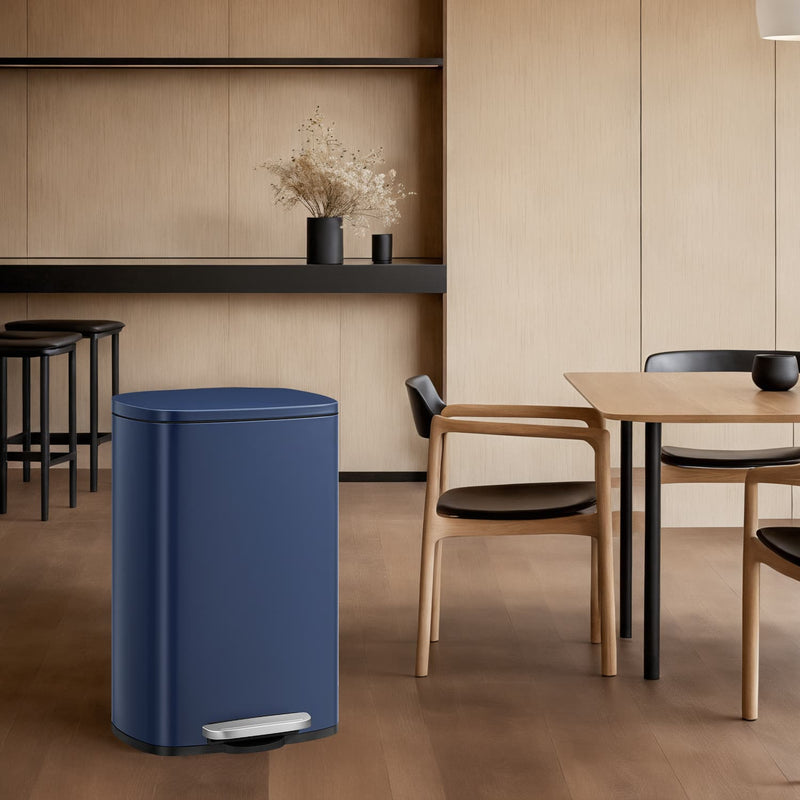50L Stainless Steel Kitchen Bin with Soft Close Lid and Pedal for Rubbish Waste by Songmics