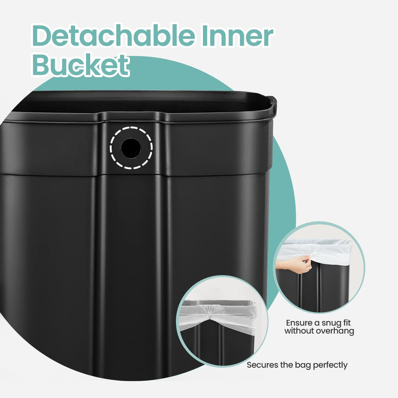 50L Stainless Steel Kitchen Bin with Soft Close Lid and Pedal for Rubbish Waste by Songmics