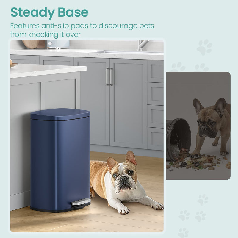 50L Stainless Steel Kitchen Bin with Soft Close Lid and Pedal for Rubbish Waste by Songmics