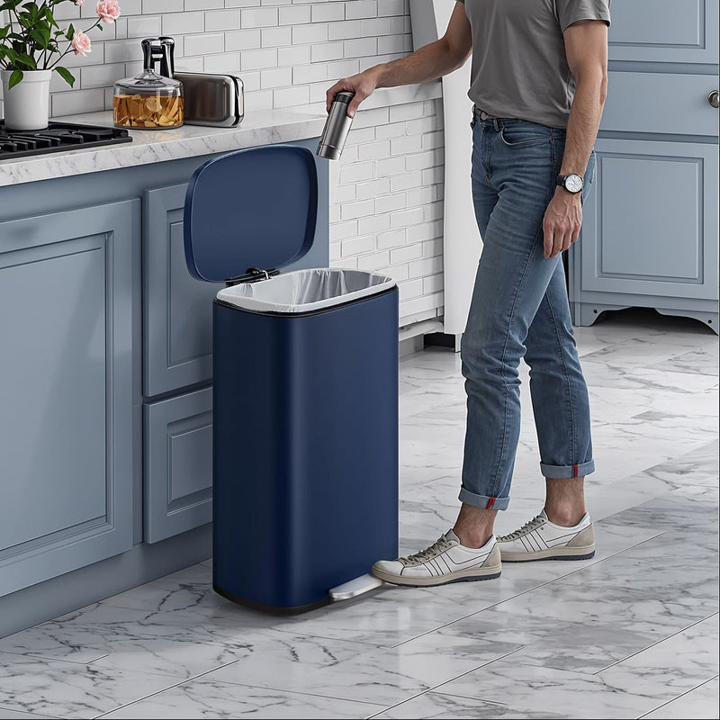 50L Stainless Steel Kitchen Bin with Soft Close Lid and Pedal for Rubbish Waste by Songmics