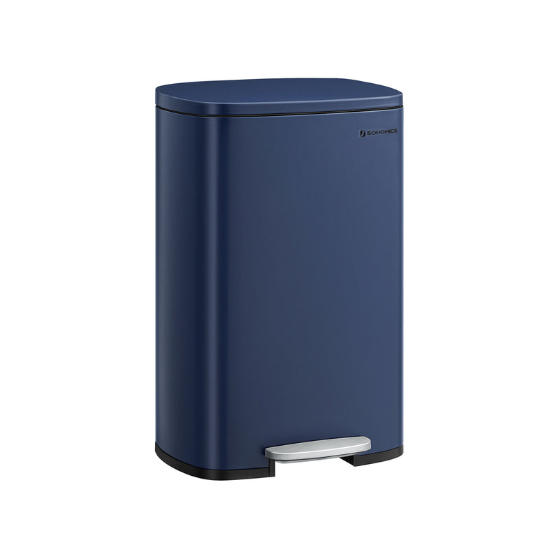50L Charcoal Blue Kitchen Pedal Bin with Soft Close Lid and Hands Free Operation by Songmics