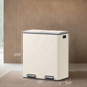 60L Dual Compartment Kitchen Bin with Lids for Waste and Recycling by Songmics