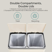 60L Dual Compartment Kitchen Bin with Lids for Waste and Recycling by Songmics