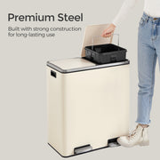 60L Dual Compartment Kitchen Bin with Lids for Waste and Recycling by Songmics