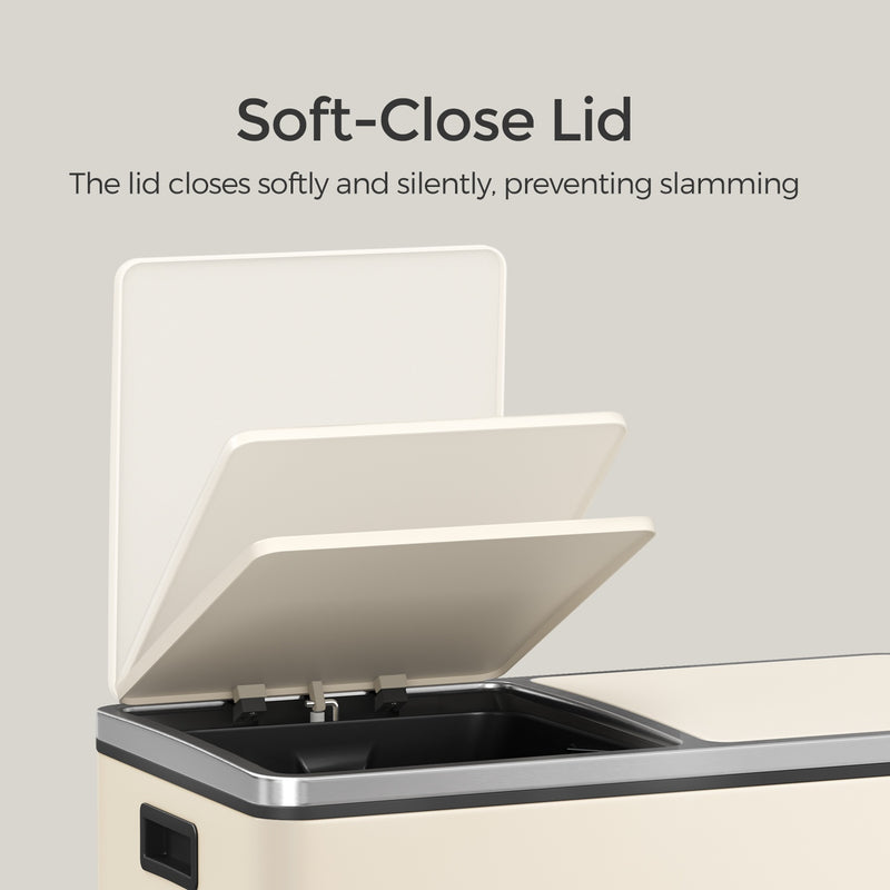 60L Dual Compartment Kitchen Bin with Lids for Waste and Recycling by Songmics