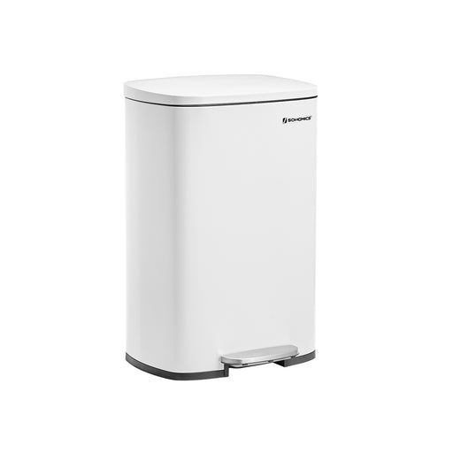 50L Cloud White Pedal Kitchen Bin with Removable Inner Bucket for Easy Cleaning by Songmics