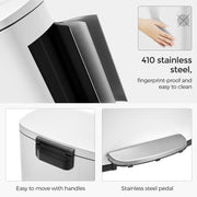 50L Cloud White Pedal Kitchen Bin with Removable Inner Bucket for Easy Cleaning by Songmics