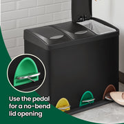 Triple Metal Kitchen Recycling Pedal Bin with Lids and Inner Buckets for Kitchen Waste by Songmics