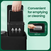 Triple Metal Kitchen Recycling Pedal Bin with Lids and Inner Buckets for Kitchen Waste by Songmics