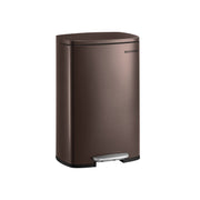 13 Gallon Steel Pedal Bin with Soft Close Lid in Walnut Brown for Kitchen Use by Songmics