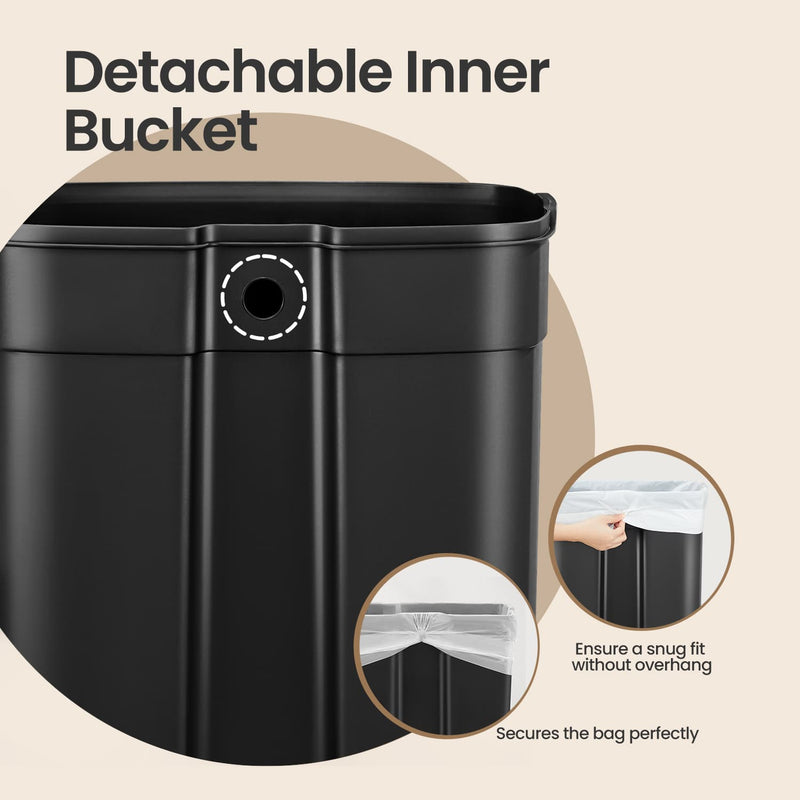 50L Stainless Steel Kitchen Bin with Soft Close Lid and Pedal for Rubbish by Songmics