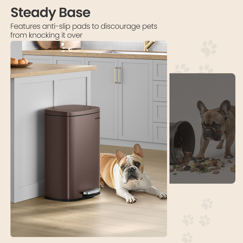 50L Stainless Steel Kitchen Bin with Soft Close Lid and Pedal for Rubbish by Songmics