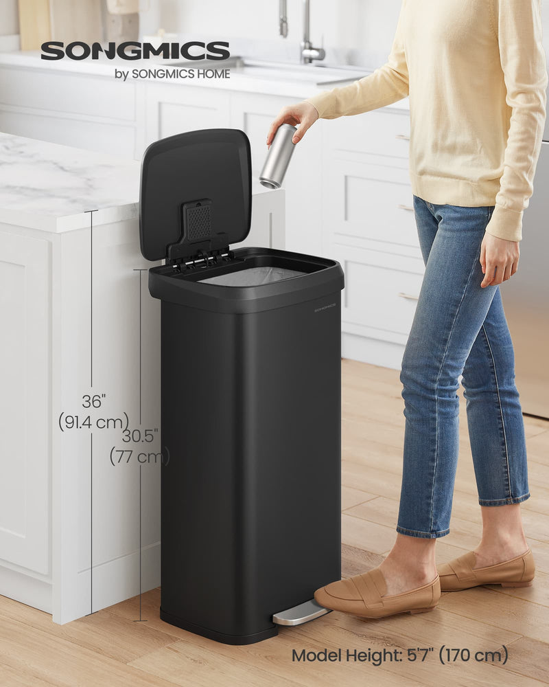 68L Kitchen Rubbish Bin with Soft Close Lid and Pedal for Home or Office by Songmics