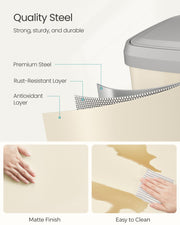 Metal Pedal Bin with Soft Close Lid in Sand Beige and Dove Grey for Rubbish by Songmics