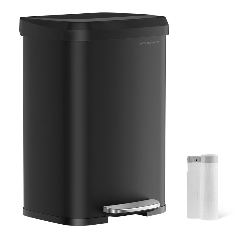 50L Kitchen Rubbish Bin with Lid and Pedal for Waste Disposal by Songmics