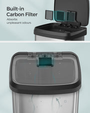 50L Kitchen Rubbish Bin with Pedal and Soft Close Lid in Stainless Steel by Songmics