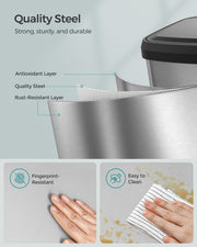 50L Kitchen Rubbish Bin with Pedal and Soft Close Lid in Stainless Steel by Songmics