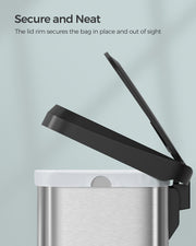 50L Kitchen Rubbish Bin with Pedal and Soft Close Lid in Stainless Steel by Songmics