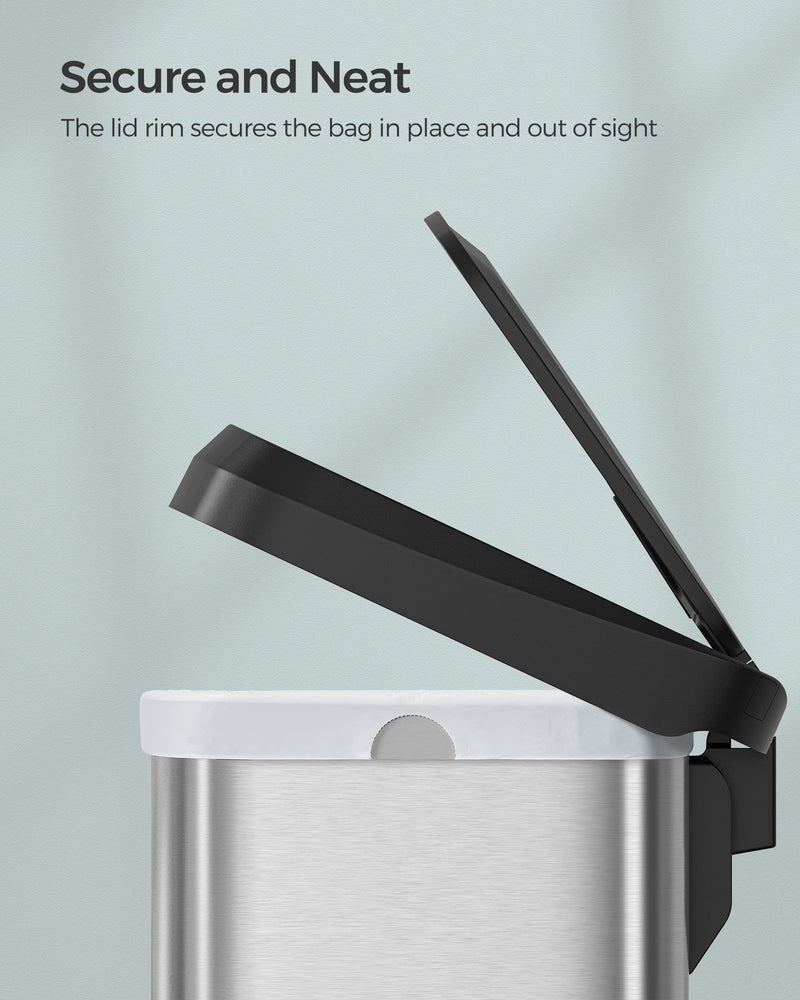 50L Kitchen Rubbish Bin with Pedal and Soft Close Lid in Stainless Steel by Songmics