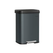 Charcoal Grey and Black Metal Pedal Bin with Soft Close Lid for Kitchen or Office by Songmics