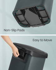 Charcoal Grey and Black Metal Pedal Bin with Soft Close Lid for Kitchen or Office by Songmics
