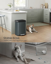 Charcoal Grey and Black Metal Pedal Bin with Soft Close Lid for Kitchen or Office by Songmics