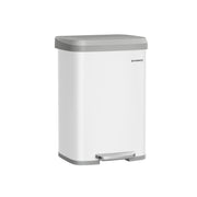 White and Dove Grey Metal Pedal Bin with Lid for Kitchen or Bathroom by Songmics