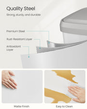 White and Dove Grey Metal Pedal Bin with Lid for Kitchen or Bathroom by Songmics