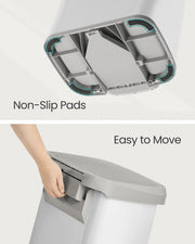 White and Dove Grey Metal Pedal Bin with Lid for Kitchen or Bathroom by Songmics