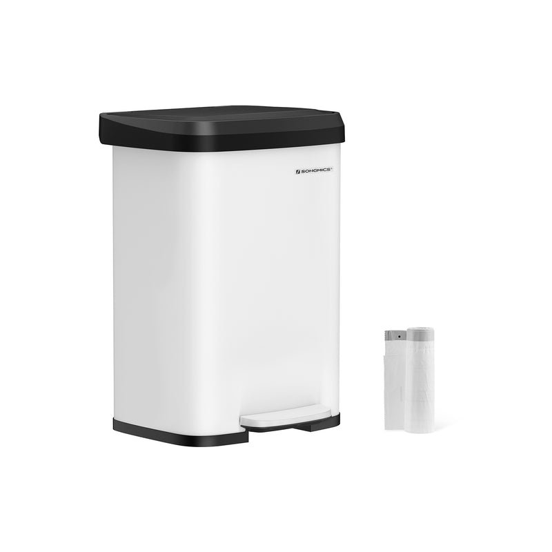 50L Kitchen Rubbish Bin with Soft Close Lid and Pedal in Stainless Steel by Songmics