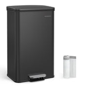 Large 40L Black Steel Kitchen Bin with Soft Close Lid and 15 Liner Bags by Songmics