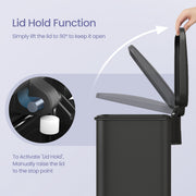 40L Large Rubbish Bin with Soft Close Lid for Kitchen or Office by Songmics