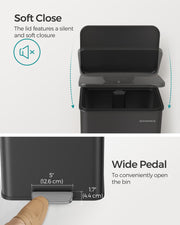 Large 40L Black Steel Kitchen Bin with Soft Close Lid and 15 Liner Bags by Songmics