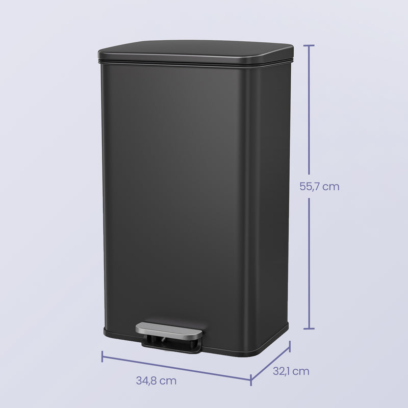 40L Large Rubbish Bin with Soft Close Lid for Kitchen or Office by Songmics