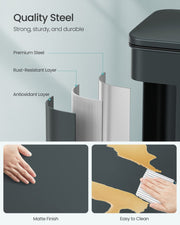 Large Charcoal Grey Rubbish Bin with Lid and Step Pedal for Kitchen or Office by Songmics