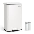 40L White Steel Kitchen Bin with Soft Close Lid and 15 Liner Bags by Songmics