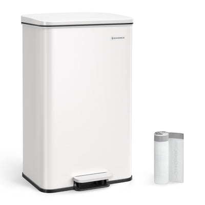 40L White Steel Kitchen Bin with Soft Close Lid and 15 Liner Bags by Songmics