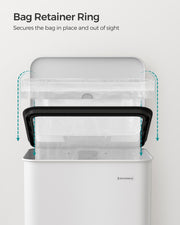 40L White Steel Kitchen Bin with Soft Close Lid and 15 Liner Bags by Songmics