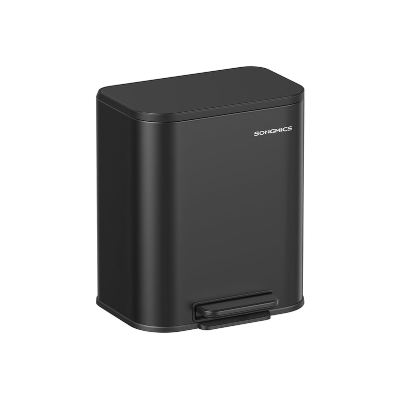20L Black Kitchen Bin with Wide Non Slip Pedal and Soft Close Lid by Songmics