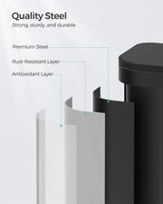 20L Black Kitchen Bin with Wide Non Slip Pedal and Soft Close Lid by Songmics