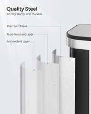 20L Metallic Silver Kitchen Bin with Non Slip Pedal and Soft Close Lid by Songmics